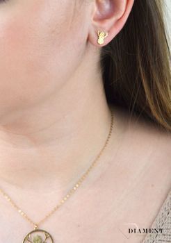 Srebrne kolczyki pozłacane na sztyft 'Jeleń Św Huberta' KR R552-ZL. Srebrne kolczyki pozłacane 'Jeleń Św Huberta' na sztyft (3).JPG